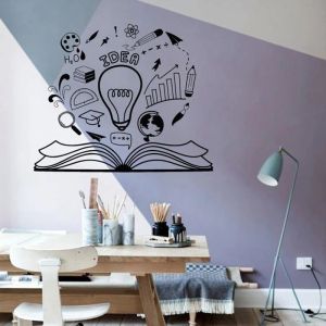 Adesivos de parede decalque idéia brainstorm leitura livro motivação vinil janela adesivo biblioteca escritório crianças sala estudo decoração interior mural 2891