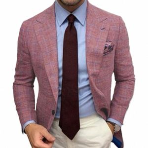 Männer Anzug Mantel Busin Mantel Formale Männer Revers Mantel Plaid Print LG Hülse Strickjacke Doppel Butts Patch Taschen Männer Blazer u8aC #