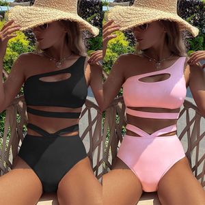 2024 New Swimsuit Solid One Should Split Swimsuit Quick Sale High Waist Thong 수영복