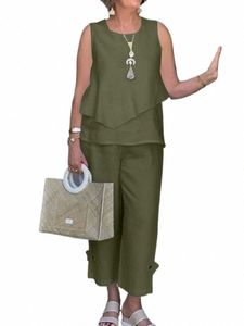 Mulheres elegantes Conjuntos Combinando ZANZEA 2023 Casual Verão Outifits Assimétrico Sleevel Blusa Calças Treino Tops Calças 2 PCS a6Vb #