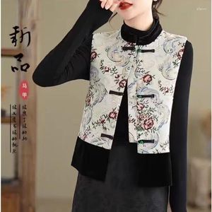 Kamizelki damskie Eleganckie kobiety kamizelki vintage chiński styl tang ubrania jacquard qipao ulepszone odzież jesienna wiosenna wiosenna