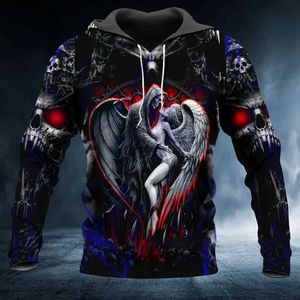 Men's Hoodies Sweatshirts Autumn Mens Pullover Hoodie Sweatshirt Black Hooded Skull Graphic Vintage Daily Sports 3D Print Designer Oversized Streetwear 24328