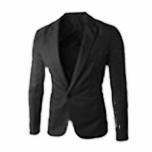 mężczyźni solidny kolor lg rękaw lapa jedna tyłkowa kieszonkowa blezer szczupły garnitur płaszcz Blazer Korean Style Slim Men Suit Coat Casual Płaszcz D3ZX#