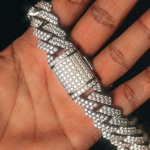 Wholesale 19Mm 20 24 Inch Hip Hop Zirconia Hiphop Jewellery Necklace Sier Iced Out Cuban Link Moissanite Chain