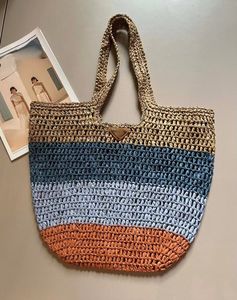 Designer Sommer Strandtaschen Raffia Stroh Große Totes Bunte Weibliche Luxusmarke Mode Gewebte Einkaufs Umhängetasche Ausgehöhlte Handtasche Große Kapazität 2662