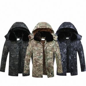 5 Uomini Inverno Camoue Fodera a prova di freddo Veet Cappotto spesso Cott Donna Vento Giacca impermeabile staccabile con collo in pelliccia con cappello 84S2 #