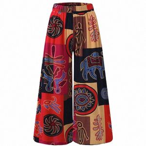 Kobiety z szerokiej nogi Boho harem Pants Gypsy Hippie Indian Tajlandia Czech Palazzo Smocked talia Aladdin spodni koszula F4GX#