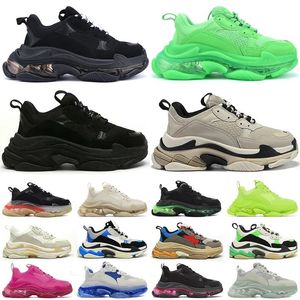 2024 Designer Sapatos Casuais Homens Mulheres Plataforma Sapatilhas Clear Sole Preto Branco Cinza Vermelho Rosa Azul Royal Neon Verde Mens Treinadores Tênis Tênis 36-45