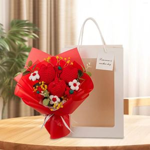 Dekorativa blommor Avslutade virkade tulpaner Flower Bouquet Artificial For Party Supplies Wedding Birthday Festival El