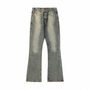 American Retro Micro Fleared Jeans för mäns nya high street ons dyker avslappnad fit wide ben casual byxor denim y2k s1mx#