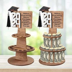 Party Decoration Wooden Graduation Gift Money Holder With 25 Holes Coin DIY For Anniversary Birthday Decor