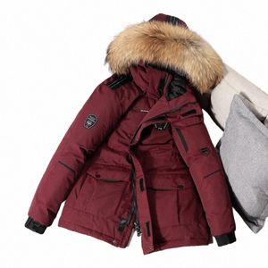 겨울 다운 코트 유니osex 유전 FI 모피 칼라 후드 LG 두꺼운 따뜻한 겨울 자켓을위한 따뜻한 겨울 자켓 다운 재킷 야외 스키복 파크 파카 A9TC#