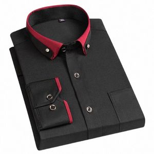 para Busin Dr Camisas Masculinas Masculino Formal Butt-Down Social Collar Camisa Social Elástico Anti-rugas Casual Homens Camisa Bolso 77yk #