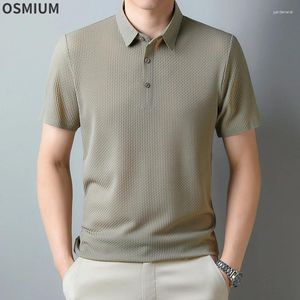 Herrpolos sommar män polo skjorta avslappnad jacquard vävning sömlös kort ärm khaki manlig plus storlek andningsbara sportskjortor 3xl 4xl