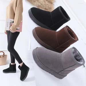 Boots 2024 Flat-heeled Short-tube Snow Women's Plus Size Winter Flat-bottomed Old Thick And Velvet Warm Shoes 41