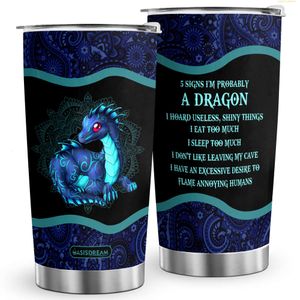 1pc Dragon Prigon Stainless Tumbler de aço 20oz com tampa - Presente perfeito para amantes de animais em aniversários e Natal