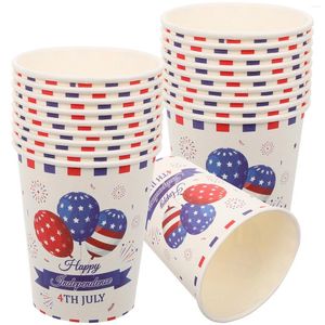 Engångskoppar sugrör American Flag Paper Cup Portable Juice soffbordsartiklar 4 juli festdekor