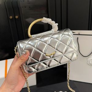 Metal Handle Portable Women Designer Mini Flap Bag Quilted Leather Gold Hardware Matelasse Chain Luxury Wallet Shoulder Cross Handbag Multi Colors 17x10cm Sacoche