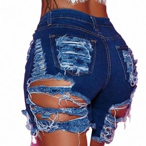 Summer Woman Trendy Ripped Denim Shorts Fi High midjes Jeans Shorts Street Hipster Shorts Clothes S-2XL 2020 NY K7OA#