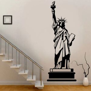 Naklejki duży rozmiar przełomowy nowojorski budynek Statua Statua Wolności naklejka na ścianę Wystrój domu Winyl Wyjmowany Czarny Mural E681