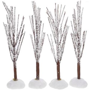 Decorative Flowers 4 Pcs Artificial Small Tree Covered With Snow Halloween Decorations Foam Tabletop