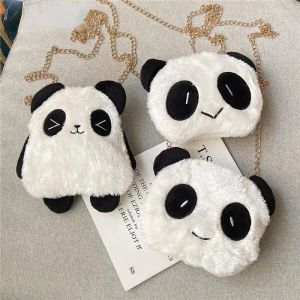 Marsupi Versione coreana del simpatico panda di peluche alla moda Borsa femminile 2022 Borsa portamonete a catena con tracolla per ragazza autunno e inverno