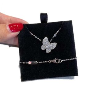 Minęła Naszyjnik Moissanie Biżuteria Dwa Buerfly Pendan Naszyjniki dla kobiet Rose Gold Diamond Czerwony Bule Whie Shell Sain Seel Plainum Wedding