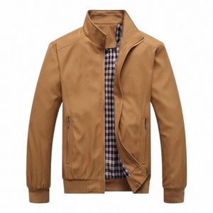 Herrenjacke, Frühlings-dünne Stehkragenjacke, mittleres Alter Busin Casual Top Große Größe Lose All-Match-Qualität Herrenbekleidung H2Ld #