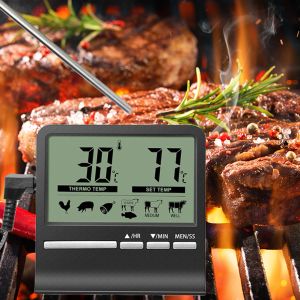 Gauges Digital Kitchen Barbecue Food Thermometer Probe Meter Outdoor Oven Meat Cooking Alarm Timer Measuring Tools