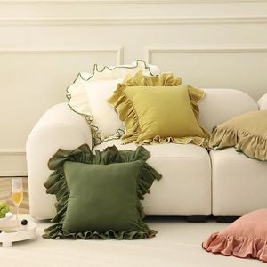 Pillow Cotton Ruffle Cover 45x45cm Sofa Throw Solid Vintage Style Soft Bed Home Decoration For Living Room Bedroom