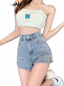 Weiße Jeans Shorts Frauen Sommer 2023 Hohe Taille Mini Heiße Kurze Jeans Für Damen Enge frauen Denim Shorts Für frauen Schwarz m18c #