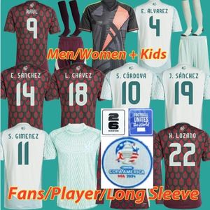 Meksyk 2024 Copa America Raul Chicharito Soccer Jerseys 2024 Lozano dos Santos 24 25 H.Lozano Men Men Kids Football Shirts Mundlifs Fan Wersja gracza