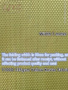 Tessuto 1100D 135 g/m² 100 cm di larghezza Tessuto Kevlar giallo Tessuto in fibra aramidica Panno semplice per casco sandwich Tessuto per armatura PARAARAMID SINTETICO