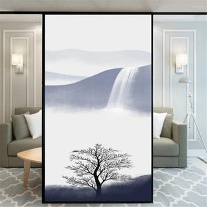 Window Stickers Privacy Film Static Cling No Glue Decorative Ink Painting Treatments Coverings Glass Sticker For Home 34
