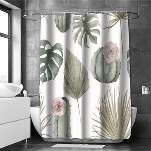 Shower Curtains Floral Shapes Bathing Curtain Bathroom Nordic Green Leaf Waterproof With 12 Hooks Home Deco Free Ship