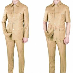 Thorndike Combinati-1 Safari garnitury męskie krawieckie Blazers Pants Normal Busin Causal Party Singer Groom Wedding Prom x2ub#