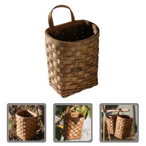 Baskets Wooden Wall Flower Basket Rattan Baskets Storage Small Woven Fruit Hanging Garlic Sundries Kitchen Holder Vegetable
