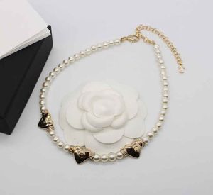 Choker pendant necklace with three pcs heart and nature shell beads in 18k gold plated have stamp box designer Jewelry PS3317B