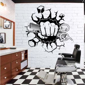 Stickers Barber Shop Wall Decals Men's Hair Salon Hair Styling Beard Shaving Shop Signboard Door Decorative Vinyl Wall Decals P830