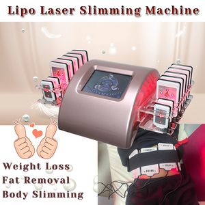 Máquina portátil de emagrecimento, perda de peso, diodo laser lipo, tratamento de almofadas, 10 peças, grandes e 4 pequenos disponíveis, fácil operação, não invasivo