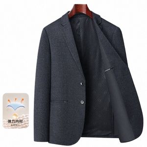 new Boutique Men's Fi Busin Gentleman British Fi Trend Casual Slim-fit Korean Versi Officiating Wedding Blazer P5M0#