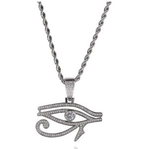 Hip Hop Necklaces AAA CZ Stone Paved Bling Iced Out Eye of Horus Pendants Necklaces for Men Rapper Jewelry2734