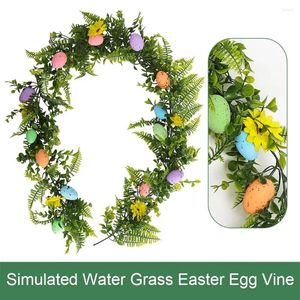 Kwiaty dekoracyjne 200 cm Easter Egg Vine z lekką symulowaną sztuczną rośliną plastikowy sztuczny wiszący dom El impreza dekoracje ogrodowe garland y2v3