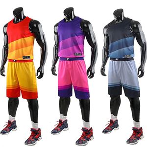 Men Kids Basketball Jersey Boys Children Uniform Sets Gradient Color Breathable training Shirt For Youth 240325