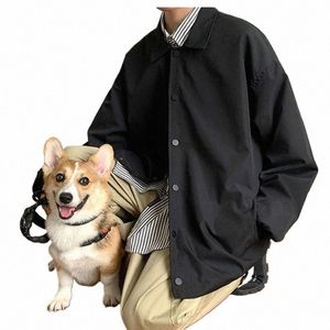 jacket men women autumn winter Korean trend loose cargo shirts gown simple versatile casual lapel jacket unisex butt-up coats M0jH#