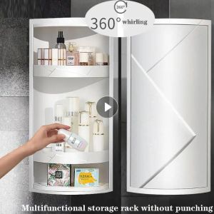 Racks de canto do banheiro rack armazenamento 360 rotação wallmounted prateleira shampoo cosméticos cozinha casa acessórios armazenamento do banheiro
