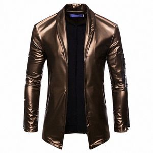 2023 New Fi Mens Leather Jacket Lg Sleeve PU Faux Leather Jacket Solid Color Turn Down Collar Cardigan Jacket Men M-XXXL u54F#