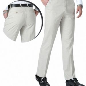 男性の夏の薄いカジュアルスーツパンツ秋の厚い100％コットクラシックブシンfiストレッチズボン男性ブランド服h1zt＃