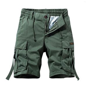 Shorts masculinos 2024 algodão carga verão moda cáqui multi-bolso tático casual calças curtas soltas homens sweatpants