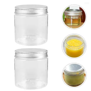 Garrafas de armazenamento 8 Pcs 250ml Mini Transparente Prata Alumínio Tampa Mason Jar Conjunto Pequeno Recipiente Plástico Potes de Mel Jam